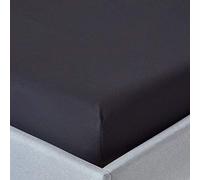 HOMESCAPES Drap Housse 90x190 cm, Bonnet 30 cm et Jupe élastique, 100% Coton égyptien 200 Fils, Coloris Noir