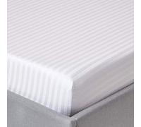 HOMESCAPES Drap Housse 90x190 cm, Bonnet 30 cm et Jupe élastique, Drap de lit en Percale de Coton 330 Fils, Coloris Blanc