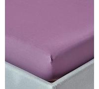 HOMESCAPES Drap Housse 90x190 cm, Bonnet 46 cm et Jupe élastique, 100% Coton égyptien 200 Fils, Coloris Raisin