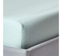 HOMESCAPES Drap-Housse uni 100% Coton égyptien Bio 400 Fils Bleu givré 180 x 200 cm