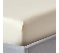 HOMESCAPES Drap-Housse uni 100% Coton égyptien Bio 400 Fils Crème 120 x 190 cm