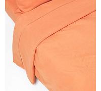 HOMESCAPES Drap Plat en Lin lavé Orange - 180 x 290 cm