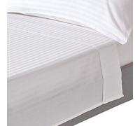 HOMESCAPES Drap Plat en Percale de Coton égyptien 330 Fils, Drap de lit Blanc 230 x 255 cm