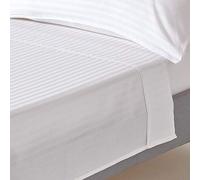 HOMESCAPES Drap Plat en Percale de Coton égyptien 330 Fils, Drap de lit Blanc 240 x 300 cm