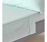 HOMESCAPES Drap Plat en Percale de Coton égyptien 330 Fils, Drap de lit Bleu 270 x 300 cm