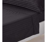 HOMESCAPES Drap Plat en Percale de Coton égyptien 330 Fils, Drap de lit Noir 270 x 300 cm