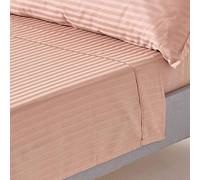 HOMESCAPES Drap Plat en Percale de Coton égyptien 330 Fils, Drap de lit Taupe 270 x 300 cm