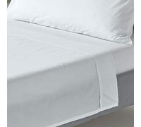 HOMESCAPES Drap Plat uni 100% Coton égyptien 200 Fils, Drap de lit Blanc 270 x 300 cm