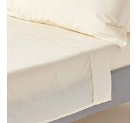 HOMESCAPES Drap Plat uni 100% Coton égyptien 200 Fils, Drap de lit Crème 230 x 255 cm