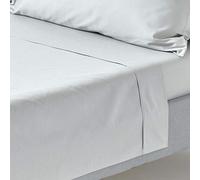 HOMESCAPES Drap Plat uni 100% Coton égyptien 200 Fils, Drap de lit Gris 230 x 255 cm