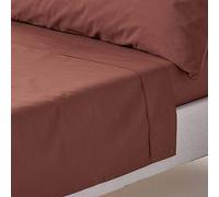 HOMESCAPES Drap Plat uni 100% Coton égyptien 200 Fils, Drap de lit Marron Chocolat 180 x 255 cm