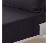 HOMESCAPES Drap Plat uni 100% Coton égyptien 200 Fils, Drap de lit Noir 270 x 300 cm