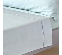 HOMESCAPES Drap Plat uni 100% Coton égyptien Bio 400 Fils Coloris Bleu givré 270 x 300 cm