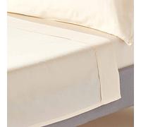 HOMESCAPES Drap Plat uni 100% Coton égyptien Bio 400 Fils Coloris Crème 230 x 255 cm