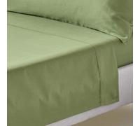 HOMESCAPES Drap Plat uni 100% Coton égyptien Bio 400 Fils Coloris Vert Mousse 270 x 300 cm