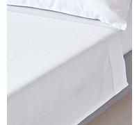 HOMESCAPES Drap Plat uni, 100% Satin de Coton égyptien 1000 Fils, Coloris Blanc 240 x 275 cm