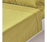 HOMESCAPES Drap Plat uni, 100% Satin de Coton égyptien 1000 Fils, Coloris Vert Olive 180 x 290 cm