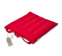 HOMESCAPES Galette de Chaise 40x40 cm, Coussin de Chaise en Coton, Coloris Rouge