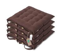 HOMESCAPES Galette de Chaise 40x40 cm, Lot de 4, Coussin de Chaise en Coton, Coloris Chocolat