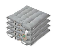HOMESCAPES Galette de Chaise 40x40 cm, Lot de 4, Coussin de Chaise en Coton, Coloris Gris