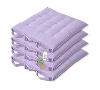 HOMESCAPES Galette de Chaise 40x40 cm, Lot de 4, Coussin de Chaise en Coton, Coloris Mauve