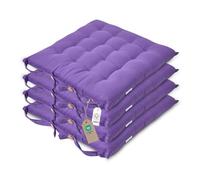 HOMESCAPES Galette de Chaise 40x40 cm, Lot de 4, Coussin de Chaise en Coton, Coloris Violet
