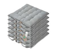 HOMESCAPES Galette de Chaise 40x40 cm, Lot de 6, Coussin de Chaise en Coton, Coloris Gris