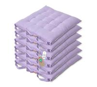 HOMESCAPES Galette de Chaise 40x40 cm, Lot de 6, Coussin de Chaise en Coton, Coloris Mauve