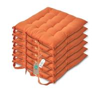 HOMESCAPES Galette de Chaise 40x40 cm, Lot de 6, Coussin de Chaise en Coton, Coloris Terracotta