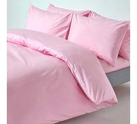 HOMESCAPES Housse de Couette 135x200 cm et 1 taie d’Oreiller 50x75 cm, Parure de lit 1 Personne en 100% Coton égyptien 200 Fils, Coloris Rose