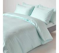 HOMESCAPES Housse de Couette 135x200 cm et 1 taie d’Oreiller 50x75 cm, Parure de lit 1 Personne en Percale de Coton 330 Fils, Coloris Bleu