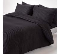 HOMESCAPES Housse de Couette 135x200 cm et 1 taie d’Oreiller 50x75 cm, Parure de lit 1 Personne en Percale de Coton 330 Fils, Coloris Noir