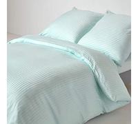 HOMESCAPES Housse de Couette 150x200 cm et 1 taie d’Oreiller 80x80 cm, Parure de lit 1 Personne en Percale de Coton 330 Fils, Coloris Bleu