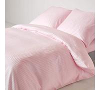 HOMESCAPES Housse de Couette 150x200 cm et 1 taie d’Oreiller 80x80 cm, Parure de lit 1 Personne en Percale de Coton 330 Fils, Coloris Rose