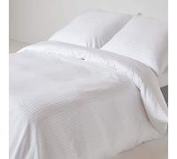 HOMESCAPES Housse de Couette 155x220 cm et 1 taie d’Oreiller 80x80 cm, Parure de lit 1 Personne en Percale de Coton 330 Fils, Coloris Blanc