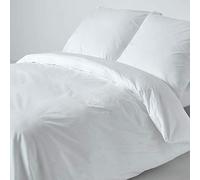 HOMESCAPES Housse de Couette 155x220 cm et 1 taie d'oreiller 80x80 cm, Parure de lit en 100% Coton égyptien 200 Fils, Coloris Blanc