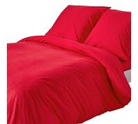 HOMESCAPES Housse de Couette 155x220 cm et 1 taie d'oreiller 80x80 cm, Parure de lit en 100% Coton égyptien 200 Fils, Coloris Rouge