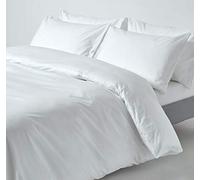 HOMESCAPES Housse de Couette 200x200 cm et 2 taies d’Oreiller 50x75 cm, Parure de lit 2 Personnes en 100% Coton égyptien 200 Fils, Coloris Blanc