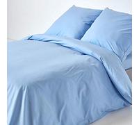 HOMESCAPES Housse de Couette 240x220 cm et 2 taies d'oreiller 80x80 cm, Parure de lit en 100% Coton égyptien 200 Fils, Coloris Bleu