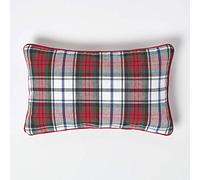 HOMESCAPES Housse de Coussin à Carreaux écossais Rouge et Vert, Housse de Coussin décoratif 30x50 cm en Coton