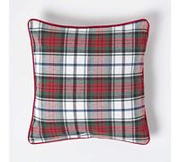 HOMESCAPES Housse de Coussin à Carreaux écossais Rouge et Vert, Housse de Coussin décoratif 45x45 cm en Coton