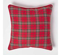 HOMESCAPES Housse de Coussin à Carreaux écossais Rouge, Housse de Coussin décoratif 60x60 cm en Coton