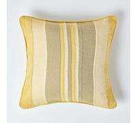 HOMESCAPES Housse de Coussin à Rayures Morocco Jaune, Housse de Coussin 60x60 cm