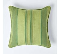 HOMESCAPES Housse de Coussin à Rayures Morocco Vert, Housse de Coussin 45x45 cm