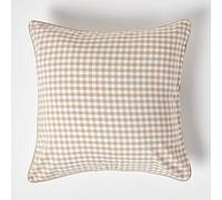HOMESCAPES Housse de Coussin Beige à Carreaux Vichy en Coton, Housse de Coussin décoratif 60x60 cm