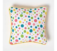HOMESCAPES Housse de Coussin en Coton à Pois Multicolores, Housse de Coussin décoratif 30x30 cm