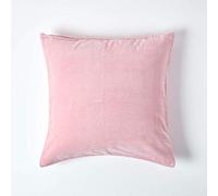 HOMESCAPES Housse de Coussin en Velours carrée 100% Coton uni Rose, 60 x 60 cm