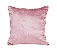 HOMESCAPES Housse de Coussin en Velours martelé Rose poudré, 45 x 45 cm