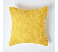HOMESCAPES Housse de Coussin Jaune en Coton, Collection Nirvana, Housse de Coussin 60 x 60 cm
