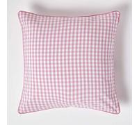 HOMESCAPES Housse de coussin Rose à carreaux Vichy en coton, Housse de coussin décoratif 60x60 cm